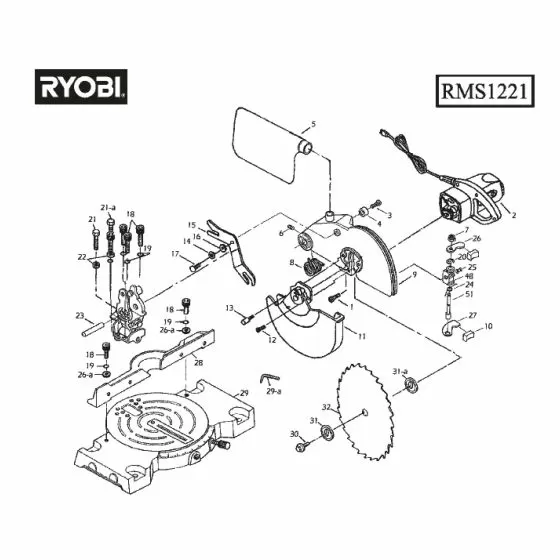 Ryobi RMS1221 Spare Parts List Type: 1000016274